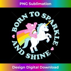 care bears cheer bear unicorn born to sparkle and shine - urban sublimation png design - customize with flair