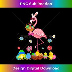 s pretty easter flamingo with easter basket - eco-friendly sublimation png download - striking & memorable impressions