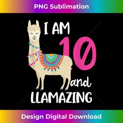 10th birthday llama i'm 10 years old and llamazing - edgy sublimation digital file - pioneer new aesthetic frontiers