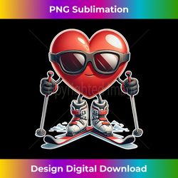 heart showing skiing skills valentines day s boys - edgy sublimation digital file - customize with flair