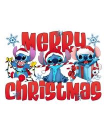 Cute Stitch Merry Christmas PNG