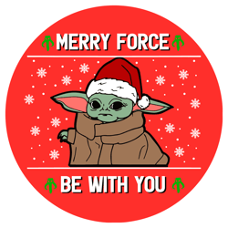 Yoda Merry Force Be With You Merry Christmas Baby Yoda SVG