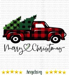 plaid christmas truck svg, christmas svg, xmas svg