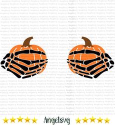 pumpkin with hand skeleton,halloween svg, halloween gift