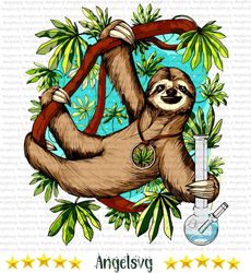 sloth weed stoner, weed hippie, pot smoker svg, ganja svg