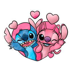 Disney Stitch And Angel Valentine PNG