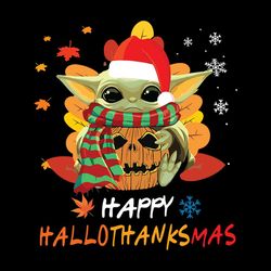 Baby Yoda Hug Pumpkin Happy Hallothanksmas Halloween SVG Files
