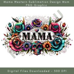 mama western sublimation design mom png