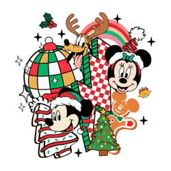 Retro Groovy Christmas Mickey Minnie And Pluto SVG