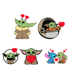 Valentine Baby Yoda SVG Yoda And Stitch SVG Valentine Hearts SVG Valentine Gifts Happy Valentines Day