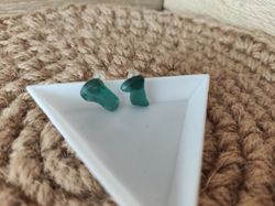 blue sea glass earrings