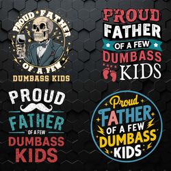 retro proud father of a few dumbass kids svg png bundle