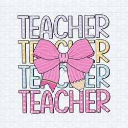 teacher pink coquette pencil bow svg