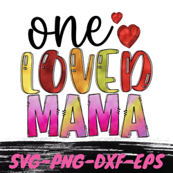 one loved mama retro valentines day svg , retro valentine eps, groovy valentine dxf , varsity png