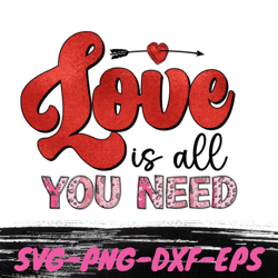 love is all you need retro valentines day svg , retro valentine eps, groovy valentine dxf , varsity png
