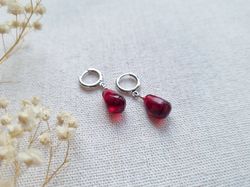 pomegranate seed earrings fruit earrings realistic pomegranate food jewelry cottagecore earrings vegan aesthetic earring