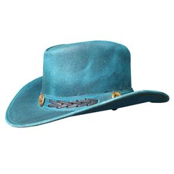 crazy horse waxed blue leather bush hat