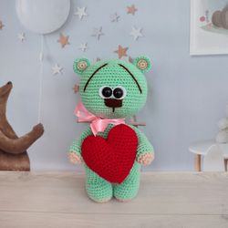 bear for gift, valentine's bear, valentine's day gift, heart bear, romantic gift for a girl