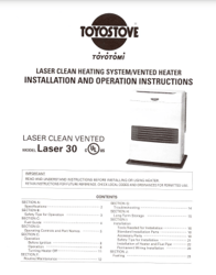 toyostove toyotomi laser 30 installation and operation instructions manual pdf