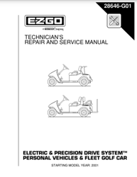 Service Manual 2001 - 2003 E-Z-Go TXT Electric PDS Fleet & Freedom Golf Cart 646G PDF