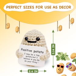 mini funny positive potato: adorable 3-inch knitted toy with uplifting message card - perfect cheerful gift for friends