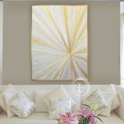 gold and beige abstract wall art textured painting modern original art pearly shades home decor by juliya jc