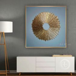 gold and gray abstract wall art textured original painting gold leaf wall art | modern artwork above couch decor