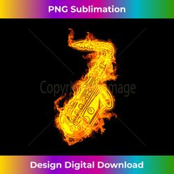 saxophone on fire sax saxophone lover - urban sublimation png design - enhance your art with a dash of spice