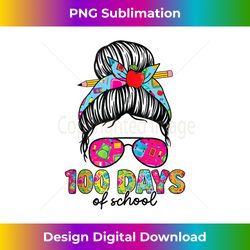 100th day of school 100 days of school girls kids messy bun - vibrant sublimation digital download - reimagine your sublimation pieces