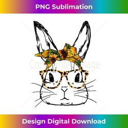 cute bunny sunflower bandana leopard glasses easter s - urban sublimation png design - lively and captivating visuals