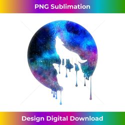 full moon howling wolf galaxy psychedelic watercolor - eco-friendly sublimation png download - striking & memorable impressions