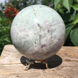 chlorite kammererite sphere 76 mm rodochrome mineral sphere purple stone ball by uralmountainsfinds