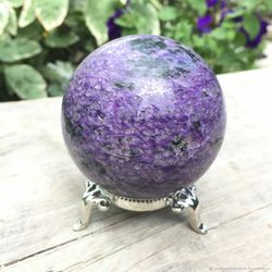 charoite sphere 68 mm lilac stone ball purple rare mineral sphere w-058 by uralmountainsfinds