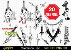 naruto anime knives dagger svg, anime cleaver svg, anime svg bundle, anime svg cricut, manga svg, anime pack