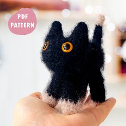 amigurumi black and white cat crochet pattern pdf cat plush toy amigurumi kitten pattern desk decor toy