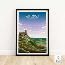 dartmoor poster | national park print | uk travel poster | english devon countryside unframed wall art | home d