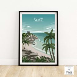 tulum beach wall art mexico | mexican travel poster | beach print unframed wall art | home decor artwork| mexic