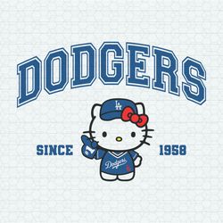 cute dodgers since 1958 baseball kawaii kitty svg