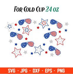 4th of july sunglasses full wrap svg, starbucks svg, coffee ring svg, cold cup svg