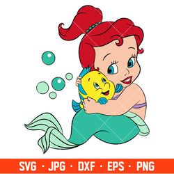 baby ariel svg, little mermaid svg, disney princess svg