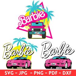 barbie girl pink car svg birthday party svg, girly pink svg, retro svg