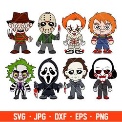 layered horror movies bundle svg, halloween svg, babies horror characters svg