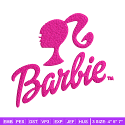 barbie logo and her embroidery, barbie logo and her embroidery, logo design, embroidery file