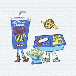 retro alien pizza planet woody and buzz lightyear svg