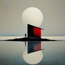 reflection sea minimalism painting sky minimalism wall decor ocean landscape minimalism painting