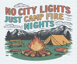 retro summer no city lights just camp fire nights svg