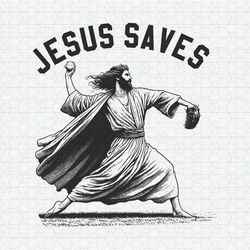 Retro Jesus Saves Playing Baseball SVG