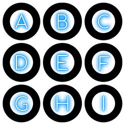 26 english alphabet instagram highlight covers. black and blue neon letters social media icons. instagram highlight