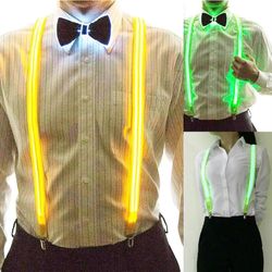 light up men's led suspenders bow tie perfect for music suspenders illuminated led festival costume party