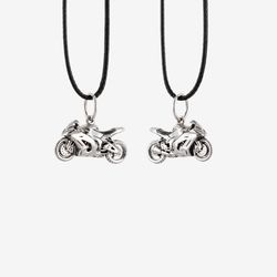 kawasaki ninja extremely miniature motorcycle pendant, sterling silver.